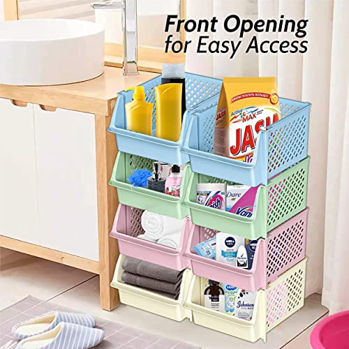 TidyFriend Stackable Storage Bins for Pantry, 4 Pack Stackable Bins For Organizing Food, Kitchen, and Bathroom Essentials (Multi) - color: MultiColor, size: 4 Pack