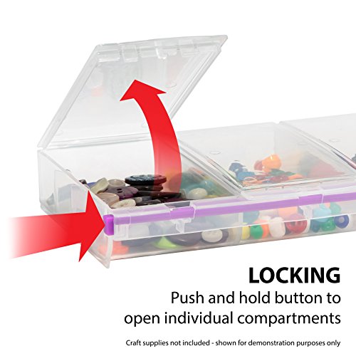 Craft Mates Bead Organizer and Plastic Storage Containers for Crafts, Buttons, Pins and More, 4 Locking Compartments (2XL) - style: 4 Compartment