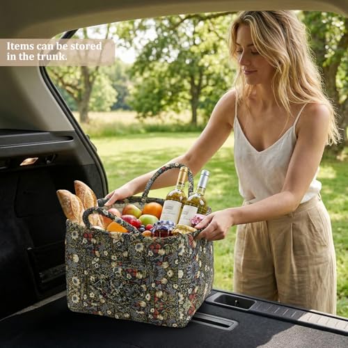 Floral Fabric Storage Basket Car Interior Storage Basket Underwear Sundries Laundry Baskets Supplies Home Organizer Bag (style 5) - color: style 5