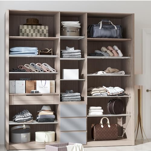 2Pack Expandable Closet Tension Shelves Organizers, Adjustable Wall Mounted Tension Shelf for Cabinet Rack Storage Wardrobe Divider Shelving for Closets Pantry Cupboard Kitchen - size: 2Pack/Liner, Small,W7.87" X L(16.5 "~ 31")