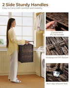 Greenstell Laundry Hamper with Lid, 60L Clothes Hamper with 2 Removable Liner Bags & 2 Mesh Laundry Bags, Handwoven Synthetic Rattan Laundry Basket for Clothes, Toys in Bathroom, Bedroom Brown - color: Brown, size: 60L (13.4 x 13.4 x 21.7 inches)