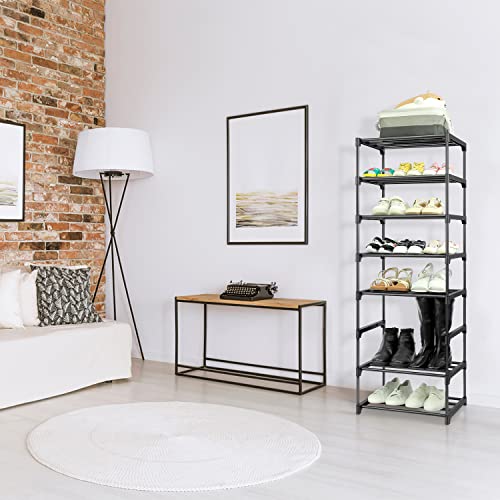 HITHIM 4-Tier Small Shoe Racks, Narrow Shoe Rack for 6-8 Pairs Shoe Storage,Kids Shoe Racks for Small Place,Lightweight Stackable Shoe Shelf Organizer for Closet,Black - color: Black, size: 4-Tier