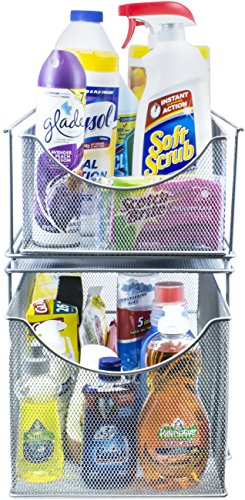 Sorbus® Cabinet Organizer Drawer with Cover—Mesh Storage Organizer w/Pull Out Drawers—Stackable, Ideal for Countertop, Cabinet, Pantry, Under the Sink, Desktop and More (Silver Bottom Drawer) - color: Silver, size: 1 Drawer