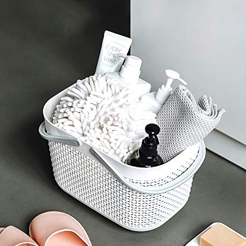 UUJOLY Portable Shower Caddy Basket Tote, Plastic Storage Basket with Handles Organizer Bins for Kitchen Bathroom College Dorm, White 2 Pack - color: White, size: 2 Pack