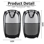 Collapsible Pop Up Laundry Hamper, Extra Large Mesh Foldable Laundry Basket Bag, 28" x 16" x 16", 2 Pack (Black) - color: 2P Black