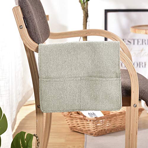 IPENNY Couch Sofa Armrest Organiser Chair TV Remote Holder Bed Storage Pocket Bag for Cellphone Tablet Notepad Book Magazines DVD Eyewears Drinker Snacks Holder Pouch - color: Beige (Dual Pockets on each end)