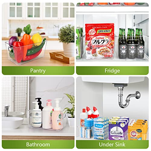 Set Of 10 Refrigerator Pantry Organizer Bins, Clear Plastic Food Storage Bins for Kitchen, Countertops, Cabinets, Fridge, Freezer, Bedrooms, Bathrooms, Fridge Organizer Bins Pantry Storage Containers