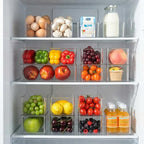 Hudgan 4 Packs Refrigerator Organizers and Storage, 4 Small Stackable Clear Plastic Bins for Pantry Organizer, Home Edit, Kitchen Cabinet, Fridge, Bathroom, Office, Drawer - size: 4S