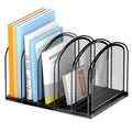 SUPEASY 5-Section File Organizer for Desk, Mesh Desk Organizer, Vertical File Folder Holder, File Floder Organizer for Office Home School Classroom, Black