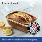 LocknLock LOCK & LOCK Purely Better Glass Bread Baking/Loaf/Meatloaf Pan/Food Storage Container with Lid, 8.5 Inch x 5.5 Inch, Clear - style: Loaf Pan