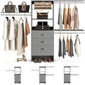 Armocity 96 Inches Closet System, 8FT Walk In Closet Organizer with 3 Shelving Towers, Heavy Duty Clothes Rack with 3 Drawers, Built-In Garment Rack, 96" L x 16" W x 75" H, Max Load 1000 LBS, Grey - color: Grey
