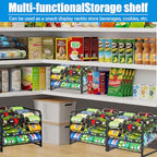 6-Tier Stackable Soda Can Rack Organizer for Pantry, Adjustable Can Dispenser Holds Up to 60 Cans, with 12 Hooks, Can Storage Holder for Various Ounces of Canned Food Soda Drinks, Black, 2 Pack