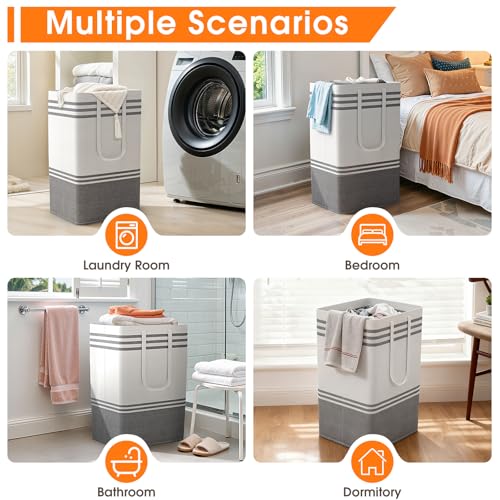 4 Pack Large Laundry Baskets, Laundry Hampers, Freestanding Waterproof Collapsible Clothes Bag with Extended & Reinforced Handles - Clothes Basket for Dorm, Bathroom, Home (88L) - size: 4 x 88L