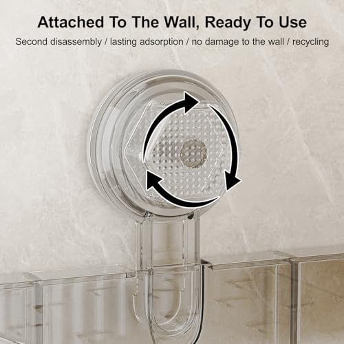 Shower Caddy Suction Cup Corner Bathroom Shower Organizer for Bathroom Storage & Home Decor Kitchen No Drilling Large Capacity Removable and Reusable Shower Shelves for Inside Shower (corner,Clear) - color: Clear, size: Corner