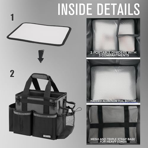 SCAVATA Compact Wearable Cleaning Caddy, Small Cleaning Caddy Supplies Organizer with Handle & Shoulder Straps for Housekeepers, Under Sink & Car Cleaning Tool Organizers Bag (DarkGrey) - color: DarkGrey