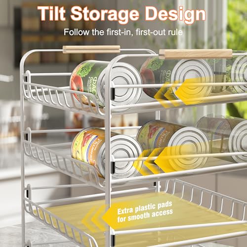 MAXIFFE 4 Tier Can Organizer, Space-Saving Easy Assembly Adjustable Sturdy Metal Hold 48 Cans Storage Holder Rack Dispenser for Pantry Kitchen Cabinet Countertop RV, for Soda Drinks Fruits, White - color: Bright White, size: 4 Tier - 1 Pack