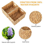 ELONG HOME Water Hyacinth Rectangular Wicker Baskets, 12" Wicker Basket 2 Pack, Woven Storage Baskets with Handles - color: Hyacinth 2