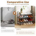 Shoe Rack, Closet Metal 27 Inch Wide 3 Tier Metal Shoe Organizer for Entryway, Stackable & Adjustable, Black