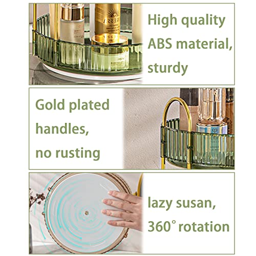 shuang qing Rotating Makeup Organizer for Vanity, High-Capacity Skincare Make Up Storage Perfume Organizers Cosmetic Dresser Organizer Countertop 360 Spinning (Green, 3 Tier) - color: Green, size: Regular-2 Tier