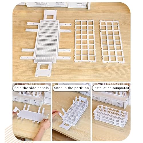 OULIGET Makeup Storage Organizer Rack,Lipstick Lipgloss Display Organizer,Detachable Makeup Brush Air Drying Rack,Perfect Storage Solution for Drawer and Vanity,0.9"+0.66" (24-hole + 60-hole)