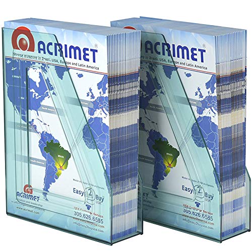 Acrimet Magazine File Holder Bin Storage, Vertical Rack for Documents, Folders and Mail, Durable Plastic Desk Organizer for Office & Home (Clear Green Color) (2 Pack) - color: Clear Green
