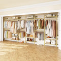 H6 Wall Mounted Closet System, Industrial Pipe Clothes Rack Clothing Racks with 6 Telescopic Rods & 3 Fixing Rods & 9 Shelves, Heavy Duty Closet Organizers and Storage in Wardrobe Closet (Gold) - color: Gold