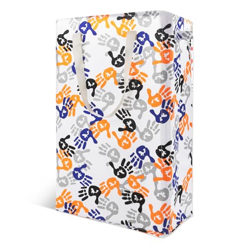 Odonata Slim Laundry Hamper Handles Collapsible Laundry Basket Thin Dirty Clothes Basket Narrow Laundry Bag Foldable Dirty Hamper 48L (Palm) - color: Palm