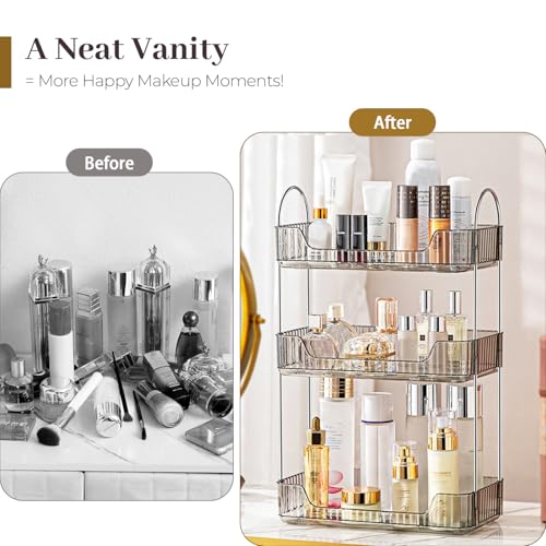 Aveniee Bathroom Counter Organizer, 3 Tier Perfume Skin Care Countertop Storage Shelf, Vanity Makeup Tray for Cosmetic Skincare Lotion,Grey - color: Classic Grey, size: 3 Tier