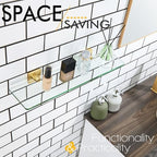 KOKOSIRI Wall Shelves 20-Inch Floating Tempered Glass Shelf Bathroom Hardware Kitchen Hanging Rack Shower Storage, Brushed Gold Stainless Steel B1107BG-L20 - color: Brushed Gold, size: 20-Inch