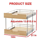 Sikarou Pull Out Cabinet Organizer,Heavy-Duty Slide Out Shelf, Wood and Wire Basket, Pull Out Drawer for for Kitchen Under Sink Space, Pantry, Bathroom, 2 Tie 14 * 21 in - size: 2-TIE 14*21 WM
