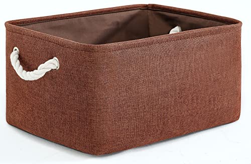 TheWarmHome Decorative Basket Rectangular Fabric Storage Bin Organizer Basket with Handles for Clothes Storage (Brown, Large-1Pack,15L*10.5W*8H) - color: Brown, size: Large - 15Lx10.5Wx8H