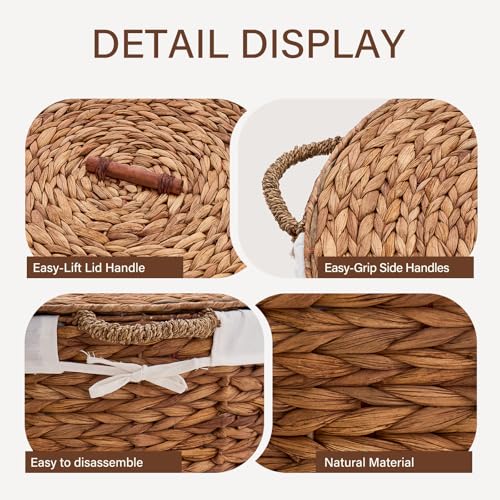 Handwoven Hamper with Lid, Clothes Hamper for Bathroom Laundry Room Bedroom (Espresso, L) - color: Espresso, size: L