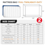 2 PK 4Mil Heavy Duty Full/Twin XL/Twin Mattress Bags for Moving,Clear Plastic Mattress Bags for Storage, Full/Twin Mattress Cover for Moving - size: Full/Twin XL,2 Pack, style: Heavy-Duty Protection (4 Mil Thick)