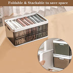 Stackable Wardrobe Clothes Organizer, Jeans Compartment Plastic Storage Box with Detachable Dividers lid, Wardrobe Clothes Cabinet for Toys Snacks Books, Clear Brown (9 Grids)