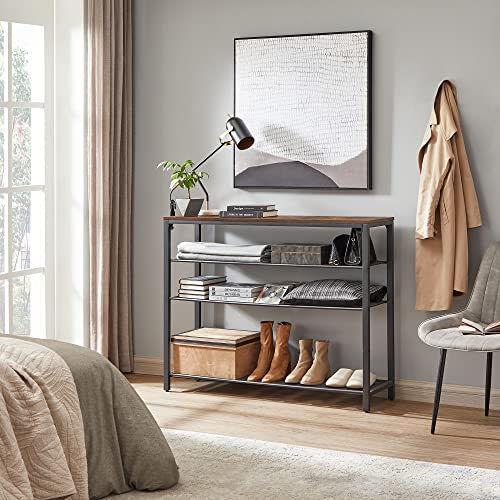 VASAGLE 5 Tier Shoe Rack for Closet, Entryway, 20-25 Pairs of Shoes, Large Shoe Organizer with 4 Metal Mesh Shelves, 11.8 x 47.2 x 36.4 Inches, Rustic Brown and Black ULBS205B01 - color: Rustic Brown, size: 5 Tiers (47.2"W)