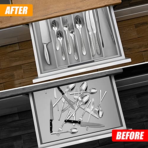 Kitchen Silverware Drawer Organizer and Storage Best Grandpa Grandfather Elder Men Father Day Grandparents Great Papaw Peepaw Grampy Pawpaw Granddad Happy Birthday Christmas Xmas Unique Cool Gifts - color: Gray, size: 7 Slots Expandable-2PC