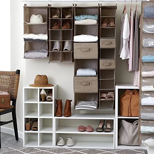 Household Essentials 10 Pocket Hanging Shoe Closet Organizer with Hooks - color: Latte