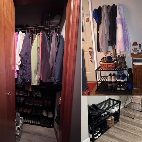 Jripae Shoe Rack Bamboo 5 Tier Shoe Organizer, Storage 20-25 Pairs for Closet Entryway, Stackable Large Tall Shoe Shelf Holder Stand Cubby for Door Hallway Bedroom Garage - size: 5-tier-long/32.5*10.5*30.3in