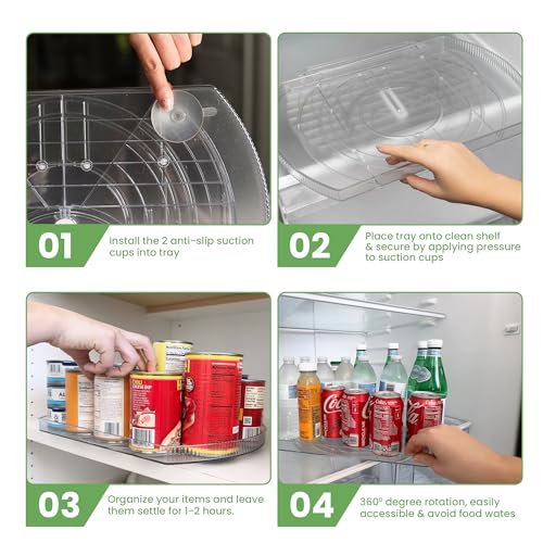 NOSTA Home Rotating Lazy Susan for Refrigerator - Square Lazy Susan - Refrigerator Lazy Susan Organizer - Rotating Fridge Organizer - Large (16.5x11) - size: Large (16.5in x 11in)