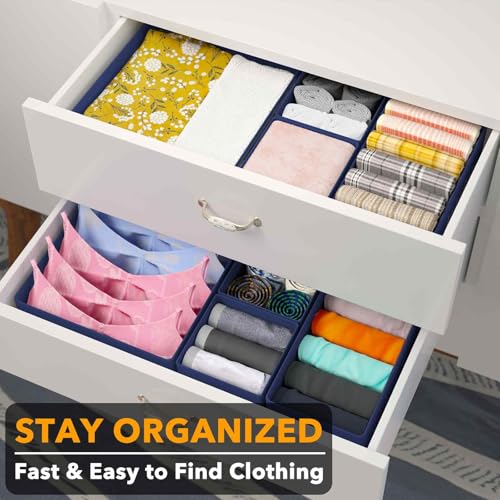 SpaceAid Drawer Organizer for Clothes, 12 Pack Dresser Drawer Organizer Bins, Closet Organizers and Storage Dividers for Clothing, Underwears, Socks (Blue) - color: Blue, size: 12 Pack