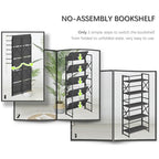 4NM 5 Tiers No Assembly Book Shelves, 51.2" H Folding Bookshelf Bookcase Open Industrial Foldable Shelves for Bedroom, Living Room, Home Office - All Black - color: All Black, size: XX 5-Tier