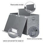 122L Large Toy Chest Box with Lid, Foldable Toy Storage Organizer Bin Boxes with Removable Divider for Kids, Boys, Girls, Nursery, Playroom, 26"x17" x17"(Linen Gray) - color: Extra Large Grey
