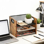 Desk Organizer - 3 Tier Wood & Metal Mesh Desktop Organizer for Office, Home, School, Workspace, Office Desk Organzier for Papers, Mail, Notebooks, Stationery - size: 3 Tier