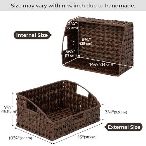 GRANNY SAYS Wicker Storage Basket for Shelves, Large Wicker Basket with Handles, Trapezoid Woven Baskets for Storage, Decorative Baskets for Home Decor, Brown - color: Brown, size: 10¾"D x 15"W x 7¼"H