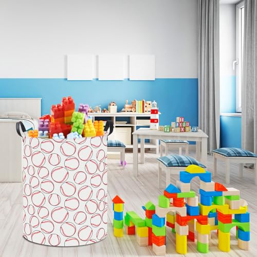 19.7" Laundry Basket,Kids Dirty Clothes Hamper,Waterproof Toys Storage Bin,Room Decor,Gift Baskets,Baby Nursery Hamper(Baseball) - color: Baseball