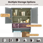 Tangkula Wall Mounted Bathroom Cabinet with Open Shelf & Bar, Medicine Cabinet with Double Louvered Doors, Wall Storage Cabinet with Adjustable Shelf, for Bathroom Living Room Kitchen (Grey) - color: Grey