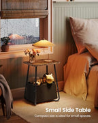 CHOEZON Small Nursery Side Table with Removable Fabric Basket, Compact End Table for Small Spaces, Space-Saving Nightstand for Bedroom Living Room, Rustic Brown TBZ13BF - color: Rustic Brown + Black