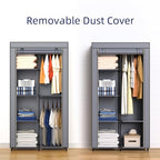 Portable Closet, Wardrobe Closet with 6 Storage Shelves and 2 Hanging Rods, Non-Woven Fabric Cover, 34.6 x 17.7 x 66.1 Inches Closet Organizer for Bedroom, Gray - size: Medium