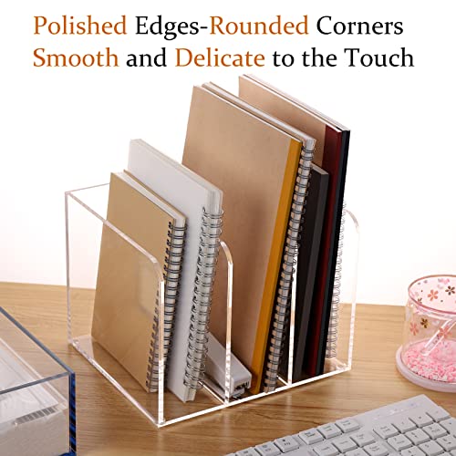 Magazine Holder, Clear Acrylic Magazine Rack, File Organizer for Office Desk, Book Organizer,-One-Piece-3 Vertical spaces,1 pack (B5)…… - style: 3 slots-B5