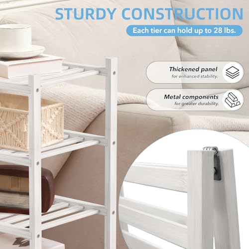 4 Tier Bamboo Shoe Rack Storage Organizer for Closet, Multifunctional Stackable Free Standing Shoe Shelf Organizer for Small Space,Entryway, Hallway, Bathroom27 x11 x26(White, 4 Tier) - color: White, size: 4 Tier